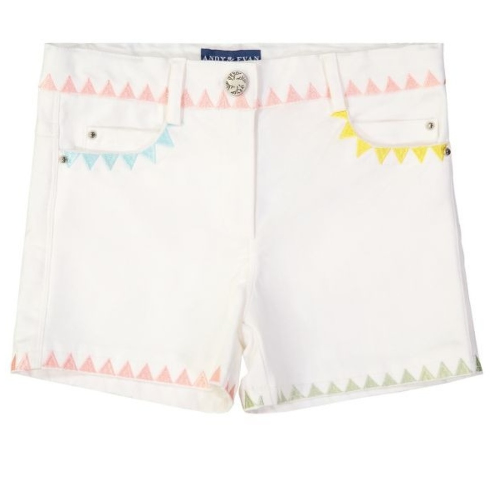 Andy & Evan Girl's 3T & 4T White Embroidered Short
